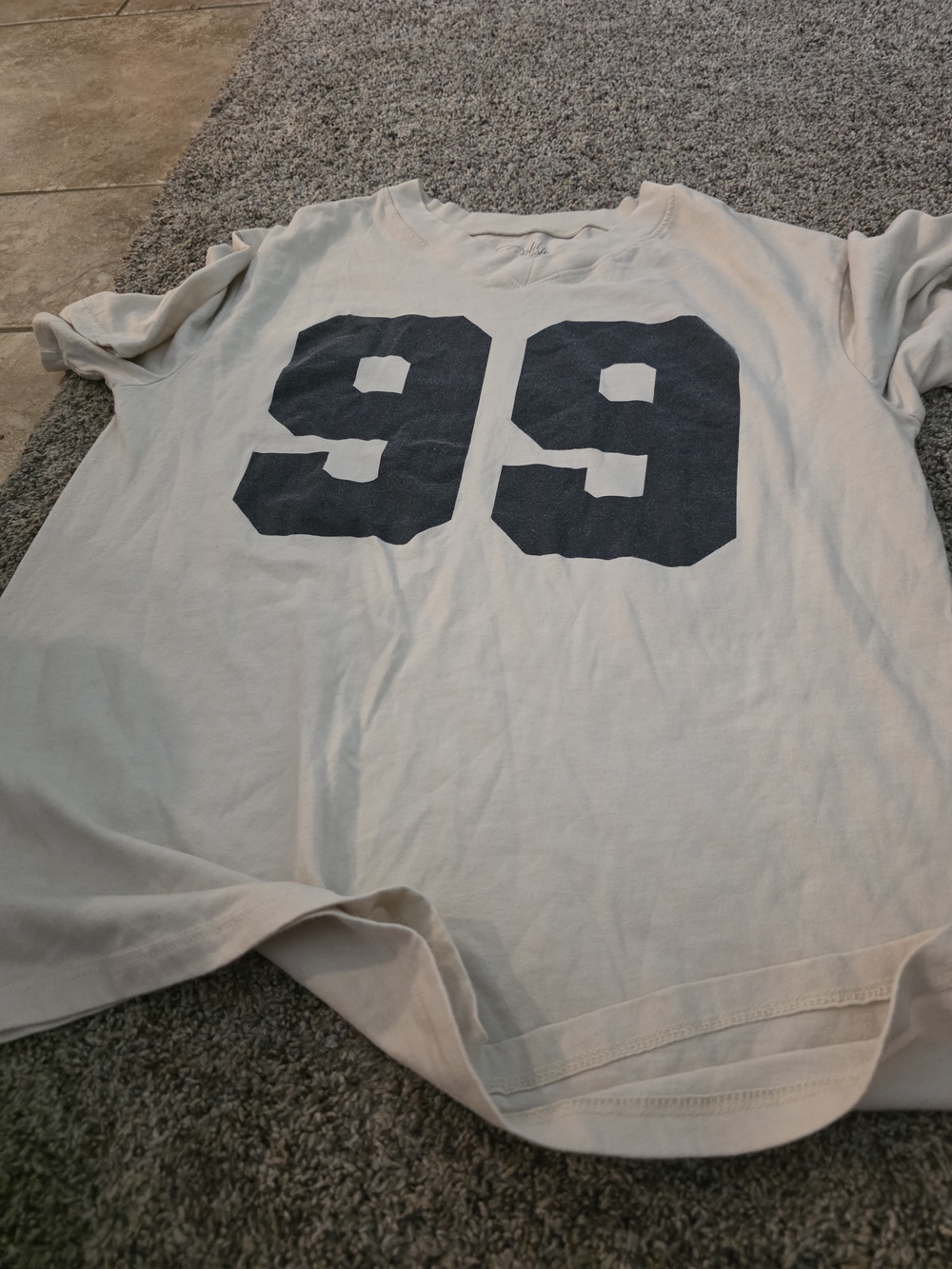 Cold Crush Cream Short Sleeve Tee with Navy '99' Graphic